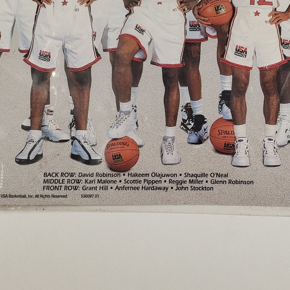 VINTAGE 1996 HASBRO INC. STARTING LINEUP USA BASKETBALL TEAM POSTER COLLECTIBLE - Picture 5 of 8